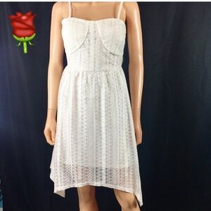 No Boundaries White Lace Asymmetrical Dress